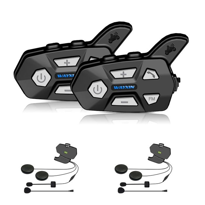 WAYXIN casco auricolare Bluetooth citofono Moto 2 Riders