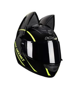 Casco integrale da moto con orecchie di gatto staccabili casco da moto di sicurezza traspirante certificato DOT per uomo e donna