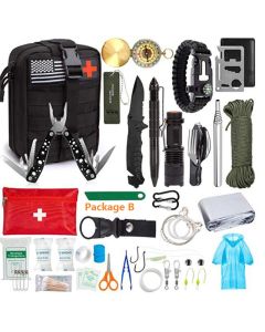 Kit di sopravvivenza di emergenza Equipaggiamento di sopravvivenza con borsa Molle, adatto per l'avventura in campeggio