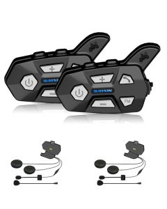 Interfono Bluetooth WAYXIN 2 pezzi 2 Rider FM Interfono per casco Bluetooth per moto 1000M R5