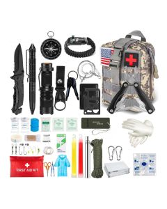 Kit di sopravvivenza all'aperto 100 in 1 kit di pronto soccorso professionale per attrezzature di sopravvivenza adatto per l'avventura in campeggio