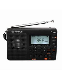 RETEKESS V115 Radio AM FM SW Radio tascabile Supporto per altoparlanti FM a onde corte Scheda di TF Registratore REC USB