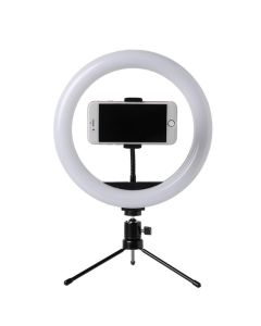 Foto LED Selfie Stick Ring Fill Light Lampada da 10 pollici dimmerabile con fotocamera ad anello con treppiede